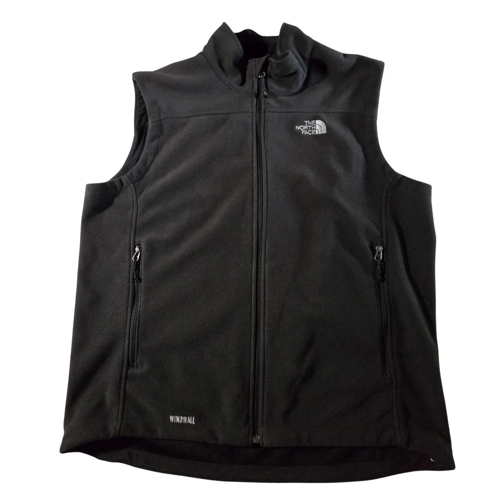 The North Face Mens WindWall Fleece Vest Black XL Full Zip Softshell Outdoor